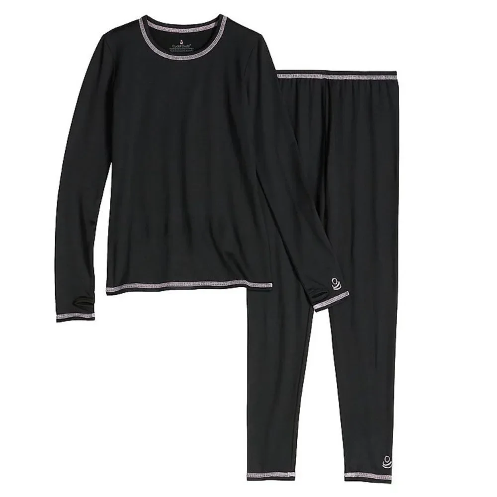 Cuddl Duds Warm Layers 2pc Base Layer Set NEW Comfort Stretch Black XS 4/5